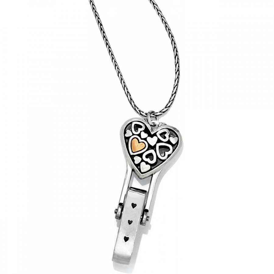 Floating Heart Badge Clip Necklace 