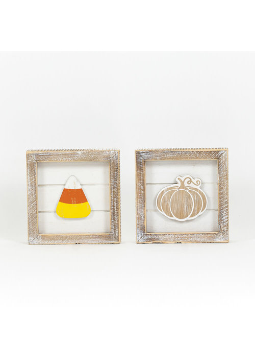 Framed Double-Sided Pumpkin/Candy Corn Sign