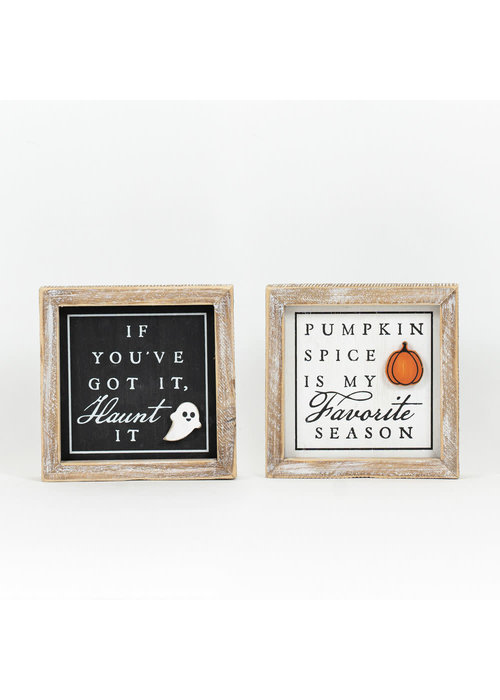 Framed Double-Sided Haunt It/Pumpkin Spice Sign