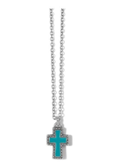 Dazzling Turquoise Cross Petite Necklace