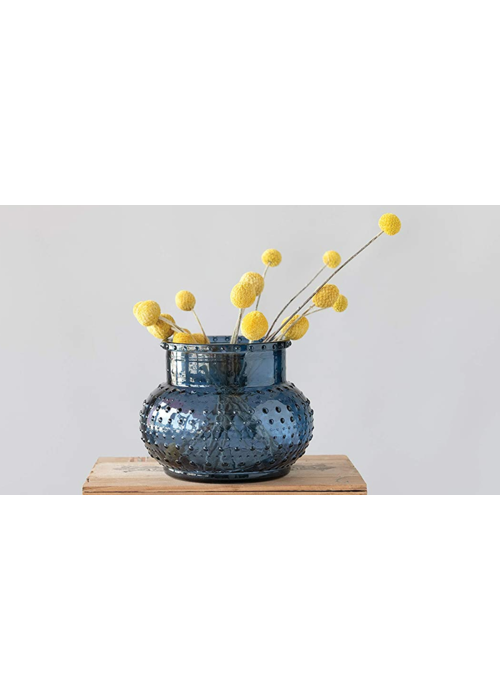 Blue Glass Hobnail Vase/Candleholder