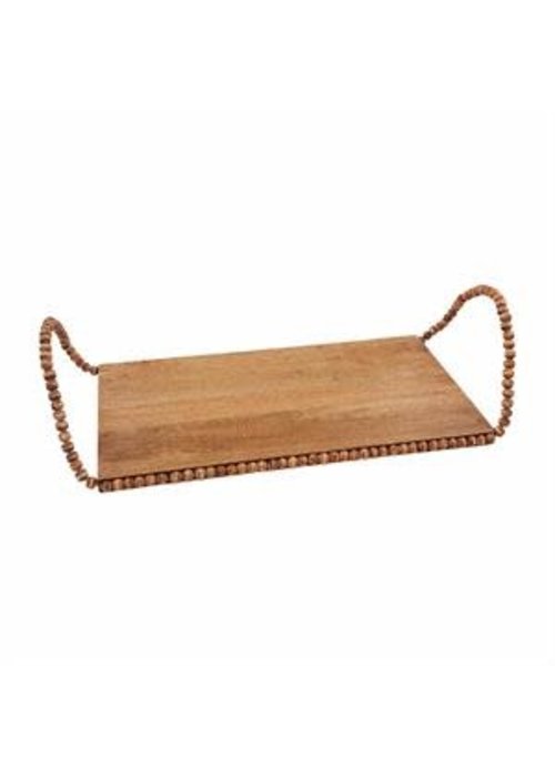 Mudpie Small Beaded Handle Wood Tray