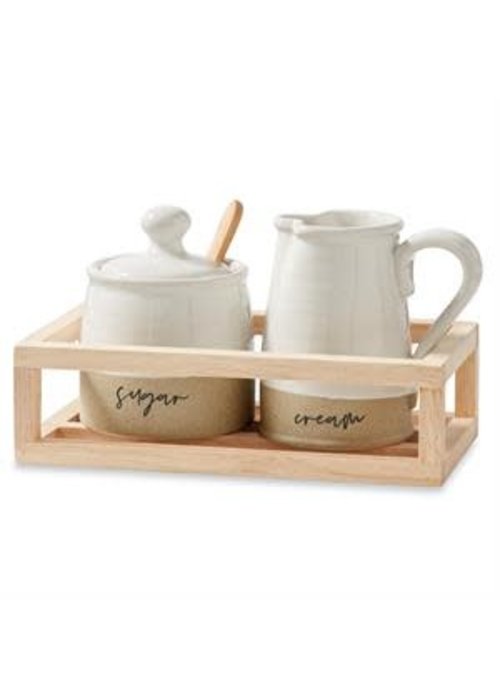 Mudpie Stoneware Cream And Sugar 5 Piece Set