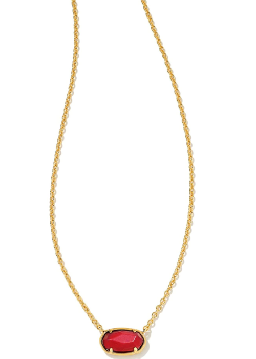Kendra Scott Grayson Stone Pendant Gold Necklace in Maroon Magnesite