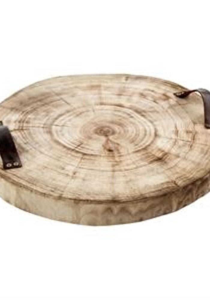 Wood Slice Tray With Handles