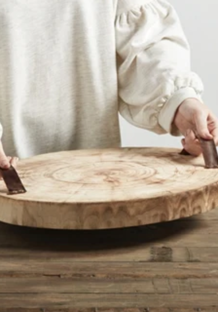 Wood Slice Tray With Handles