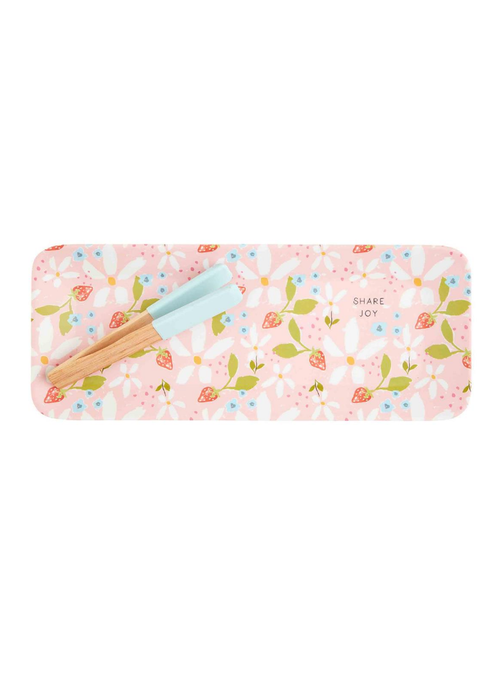 Mudpie Berry Floral Melamine Tray & Tong Set