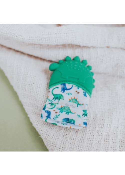 Silicone Teething Mitts Green Dinosaur