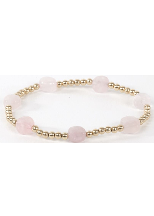 Enewton Admire gold 3mm bead bracelet - pink opal