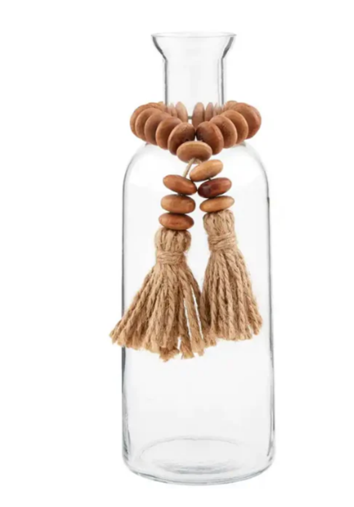 Bud Vase With Wood Beads