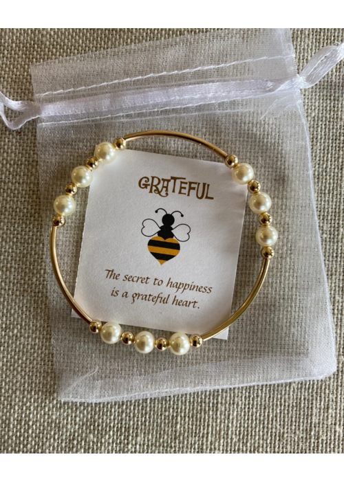 Gold Triple Pearl Grateful Bracelet