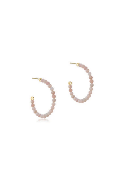 Enewton Beaded Gemstone 1.25" Post Hoop 3mm Pink Opal