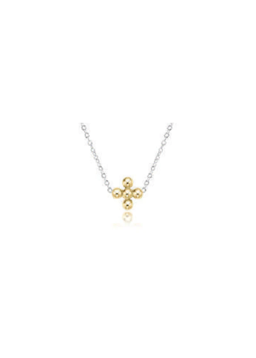 Enewton 16" Necklace Sterling Mixed Metal Classic Beaded Signature Cross Gold 3mm Bead Gold