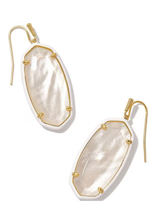 Kendra Scott Elle Enamel Frame Drop Earring Gold Ivory