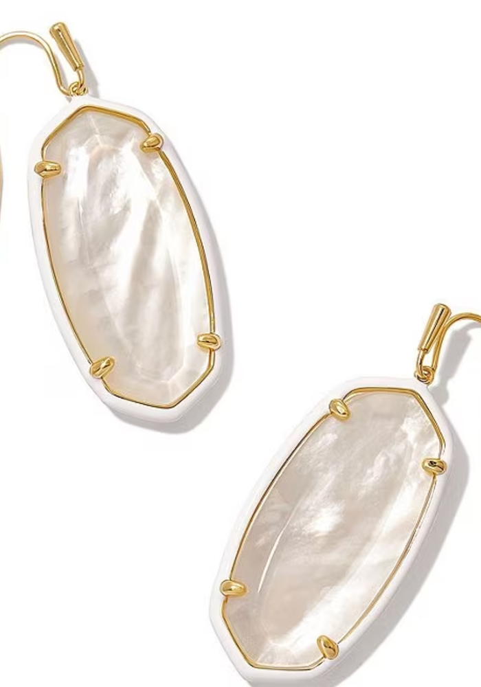 The Elle Enamel Frame Drop Earring in Gold Ivory