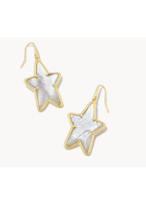 Kendra Scott Ada Gold Star Drop Earrings in Ivory Mother of Pearl