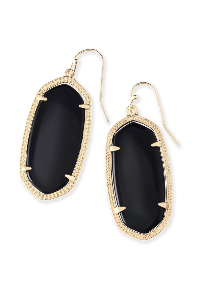 The Elle Drop Earrings in Black Opaque Glass