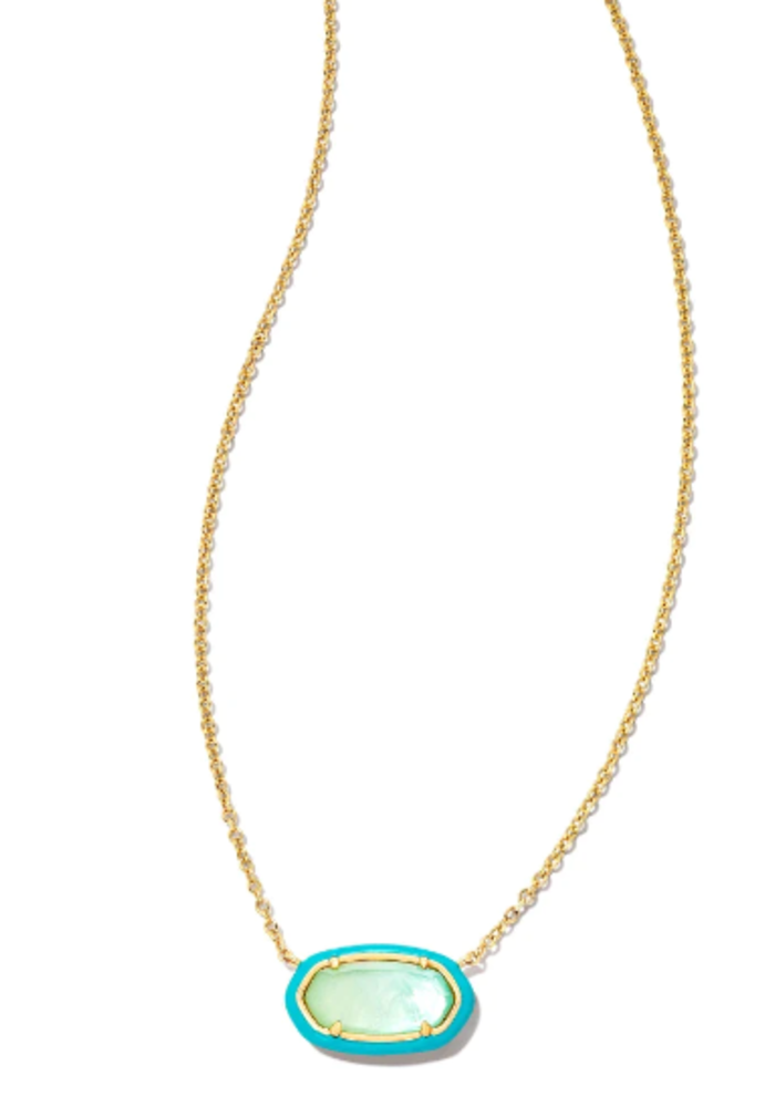 The Elisa Enamel Frame Gold Pendant Necklace - The Trendy Trunk