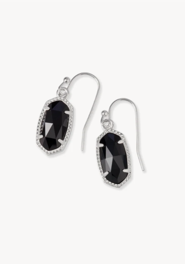 The Lee Drop Earrings in Black Opaque Glass