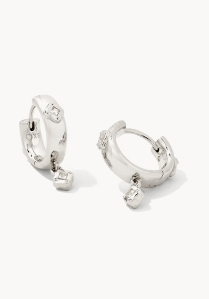 The Joelle Huggie Earrings in White Crystal