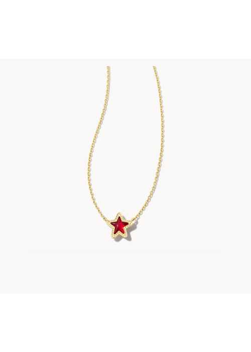 Kendra Scott The Jae Gold Star Small Short Pendant Necklace in Cranberry Illusion