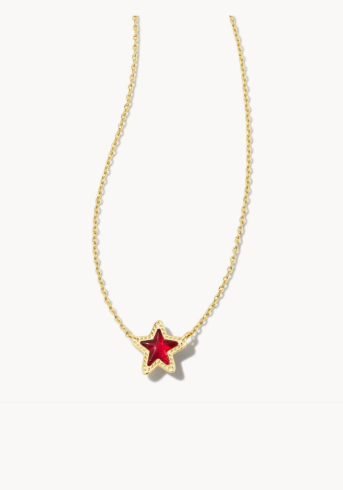The Jae Gold Star Small Short Pendant Necklace in Cranberry Illusion