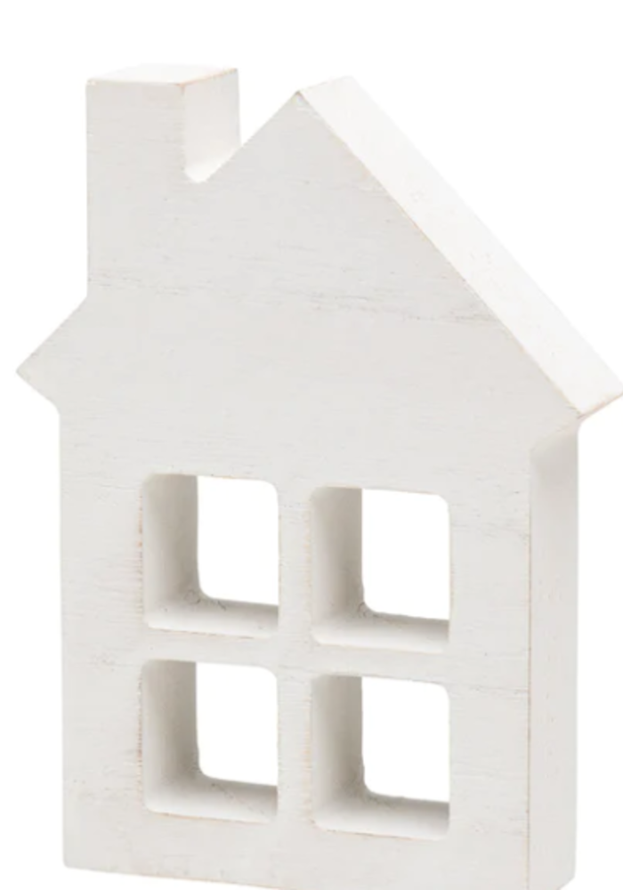 Medium White Wash House Decorative Sitter
