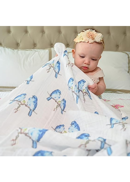 Bluebird Of Happiness Baby Swaddle Blanket
