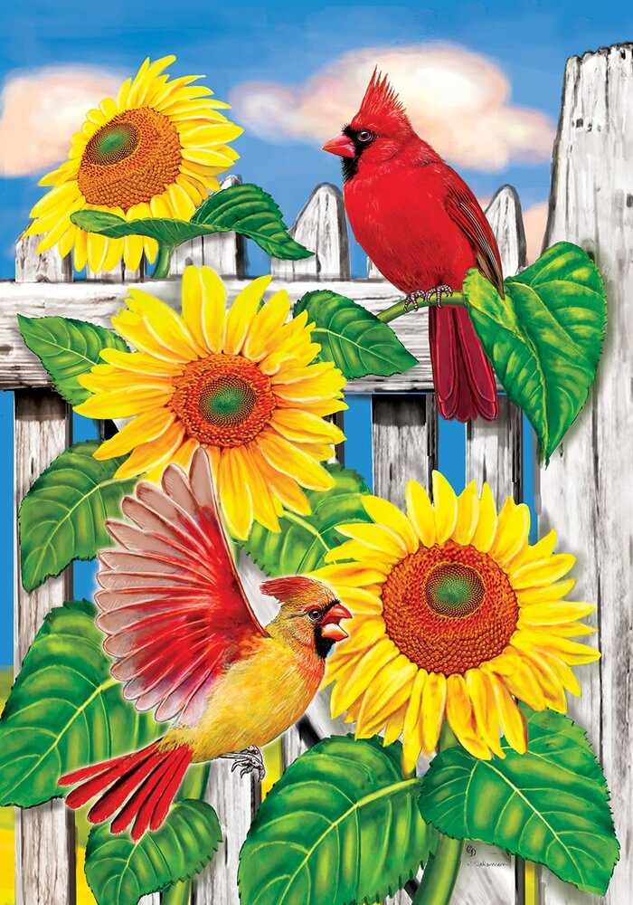 Cardinal Sunflowers Garden Flag