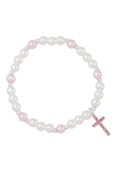 Little Love Pink Crystal Cross Bracelet