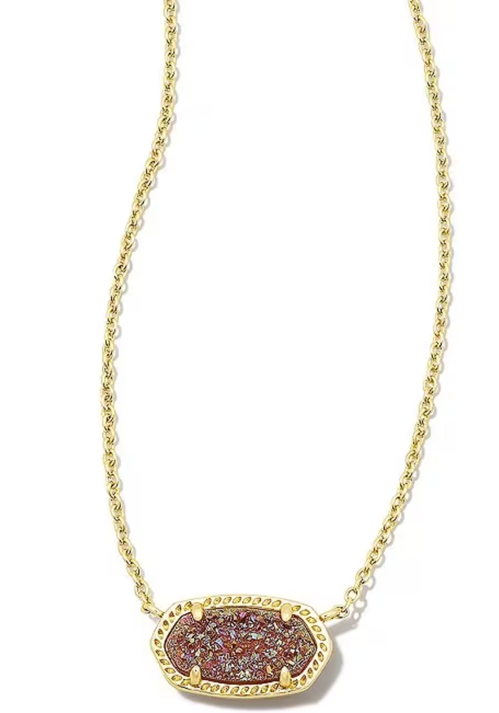 The Elisa Gold Pendant Necklace in Spice Drusy