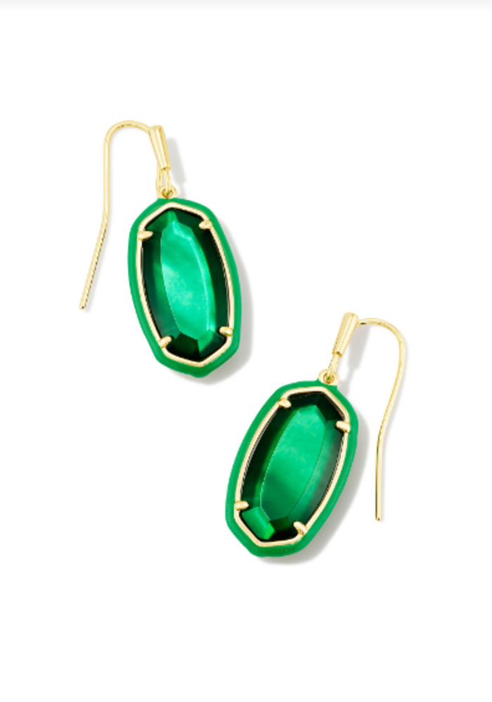 The Dani Gold Drop Earring in Emerald Illusion
