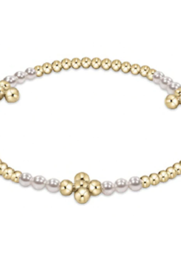 Signature Cross Gold Pattern 2mm Bead Bracelet