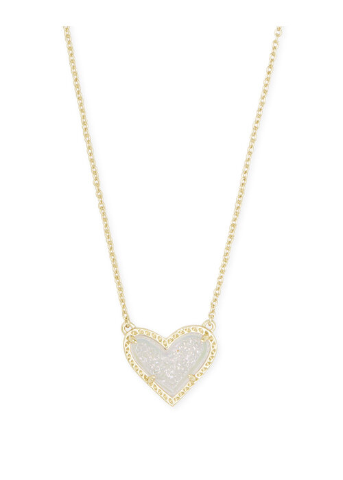 Kendra Scott The Ari Heart Gold Pendant Necklace in Iridescent Drusy