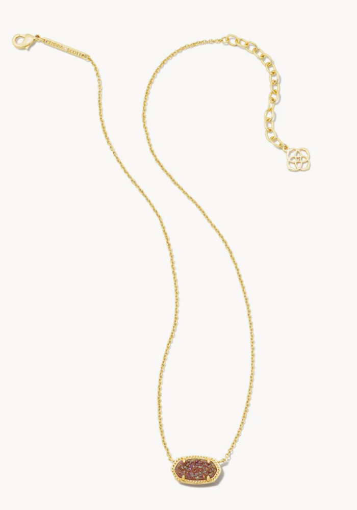 The Elisa Gold Pendant Necklace in Spice Drusy