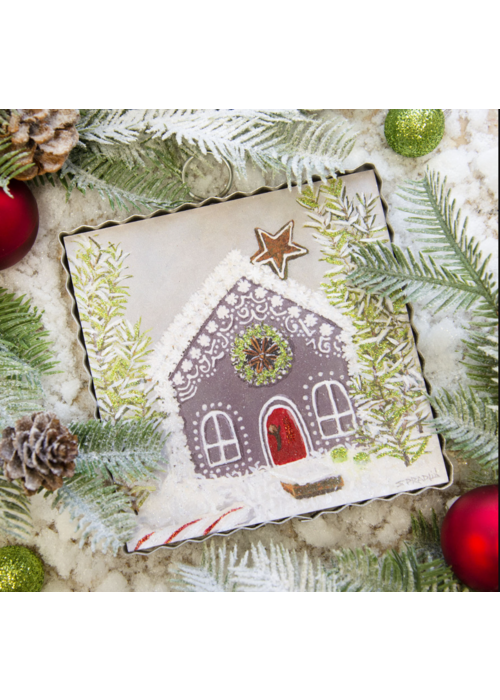 The Round Top Collection Mini Gray Gingerbread House Print