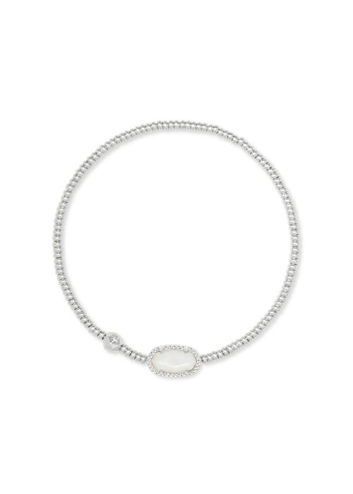 Kendra Scott The Grayson Silver Stretch Bracelet in Ivory Mother of Pearl