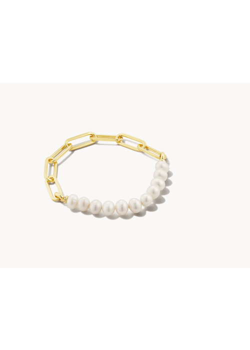 Kendra Scott The Ashton Gold Half Chain Bracelet in White Pearl