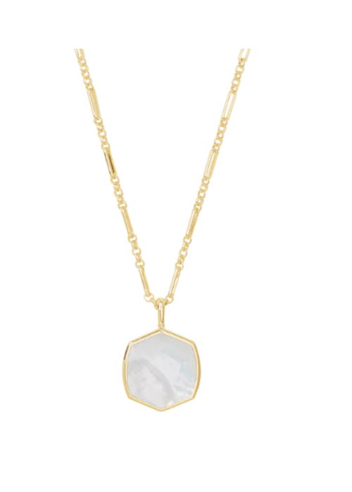 Kendra Scott The Davis Long Gold Pendant Necklace in Ivory Mother of Pearl