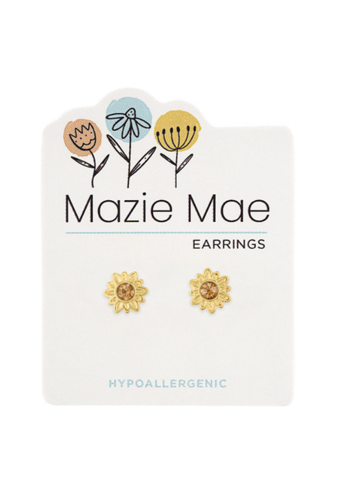 Mazie Mae Gold Sunflower Earrings