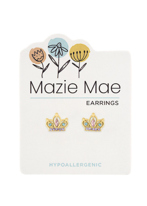 Mazie Mae Gold Crown Earrings