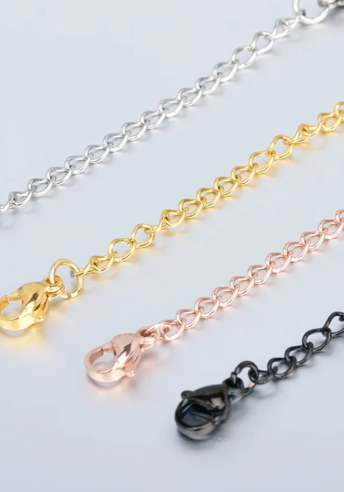 Extenders Chain Necklace Rose Gold Plated Sterling Silver Extender for  Necklaces Lobster Claw Clasps Chain Extender Necklace 3 Piece Set, 1 2 3