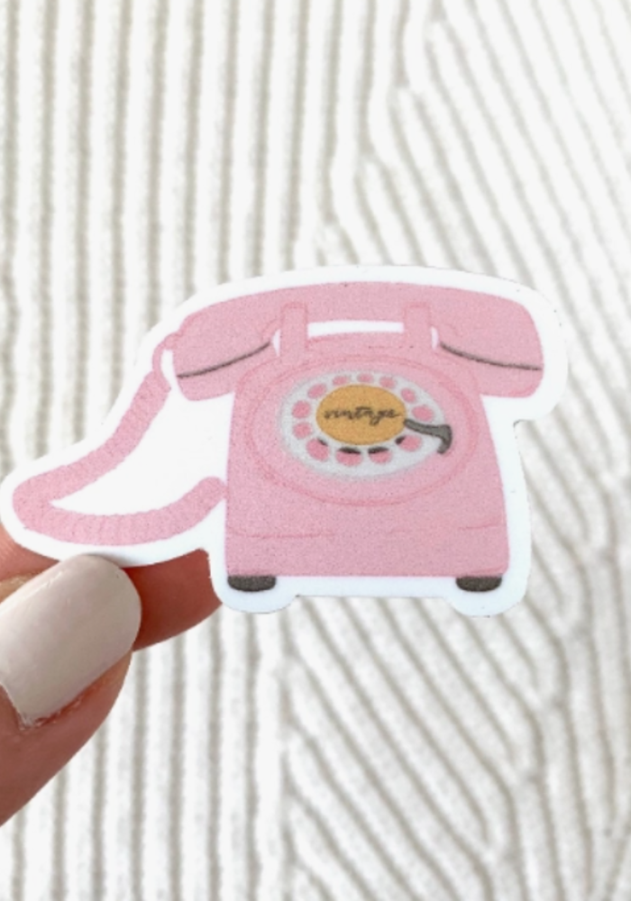 Pink Vintage Telephone Sticker