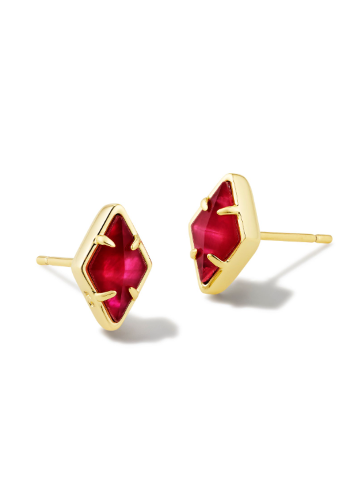 The Kinsley Gold Stud Earring in Raspberry Illusion