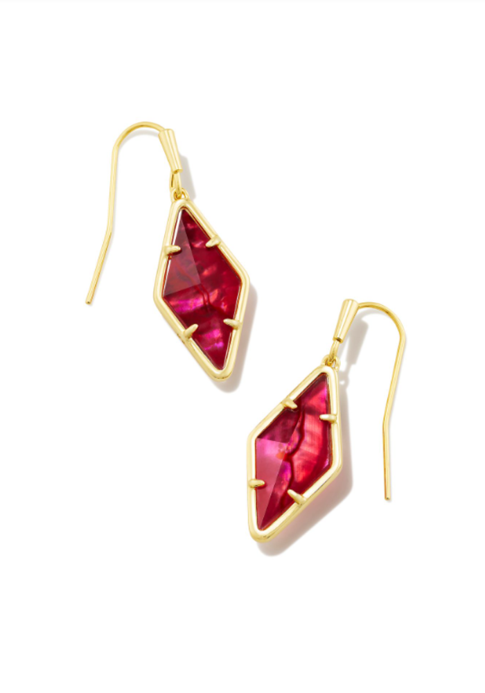 The Kinsley Gold Drop Earring in Raspberry Illusion