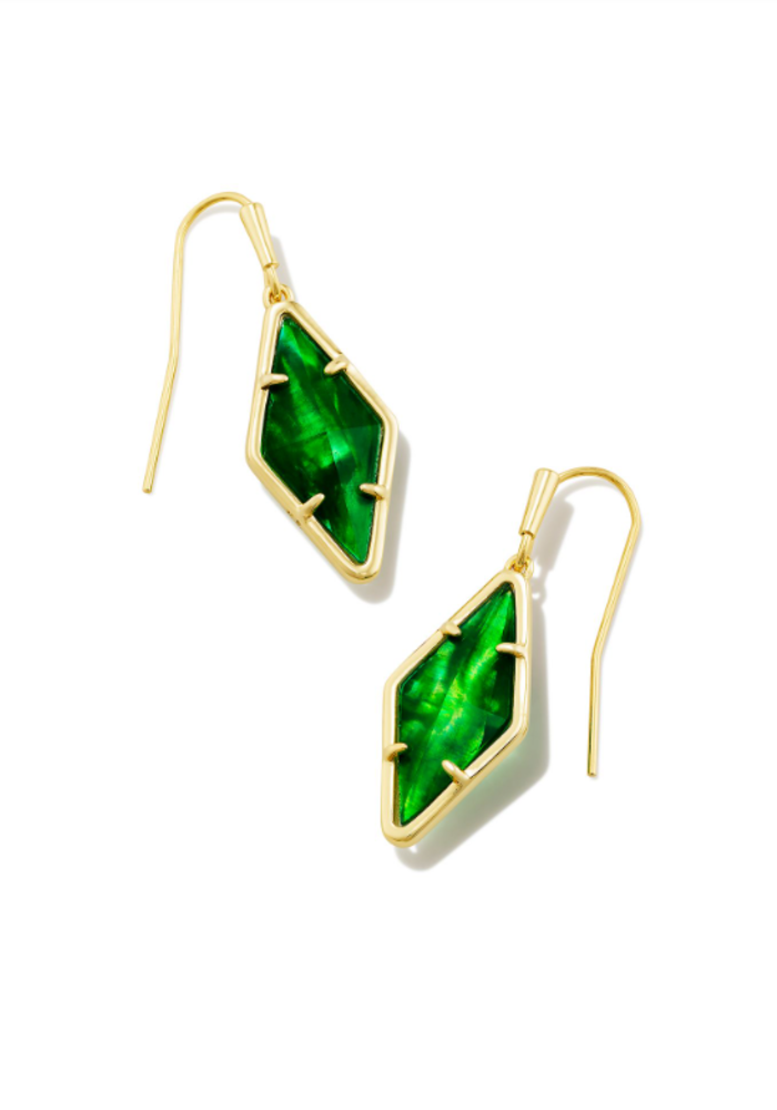 The Kinsley Gold Drop Earring in Kelly Green Illusion