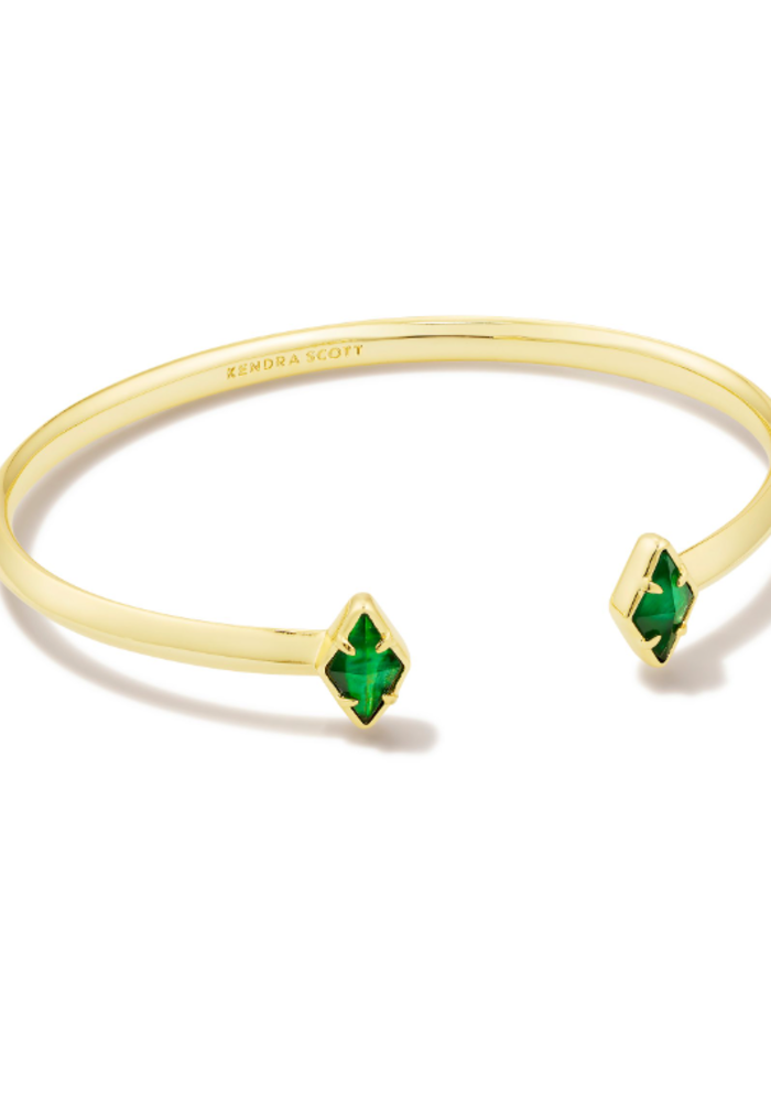 Wide Cuff bracelet Sterling Silver and green semi precious stone - Ruby Lane