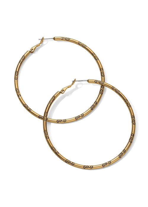 Brighton Grande Hoop Charm Gold Earrings