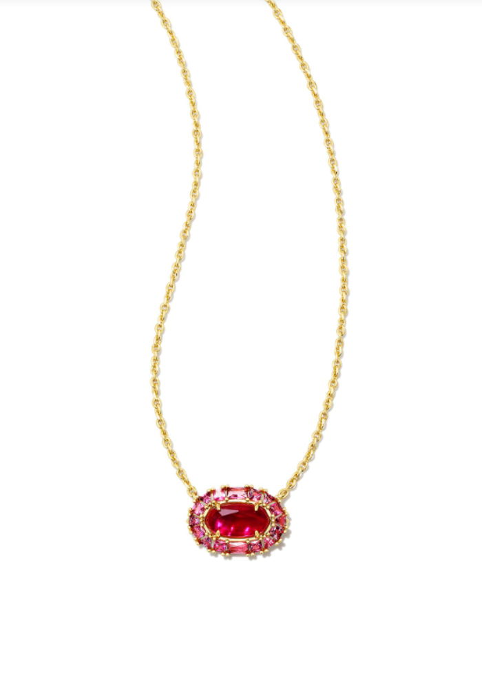 The Elisa Open Frame Crystal Pendant Necklace in Gold