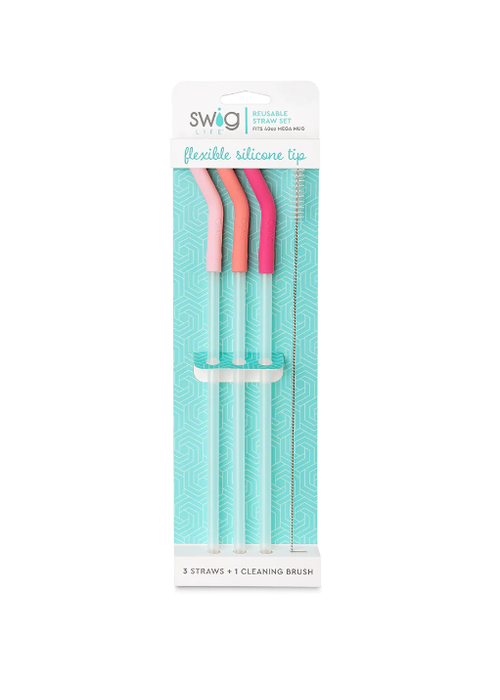Swig Swig Silicone Tip Blush Straw Set